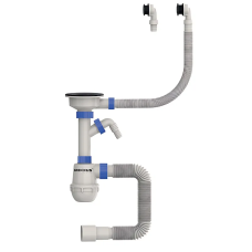 Сифон для кухни Mixxus SK-06-BL 3 1/2"x40 с пластиковой сеткой, отводом для стиральной машины, гибк