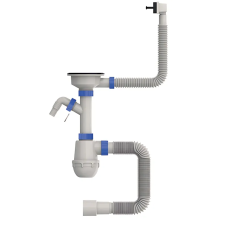 Сифон для кухни Mixxus SK-05-BL 3 1/2"x40 с пластиковой сеткой, отводом для стиральной машины, гибк