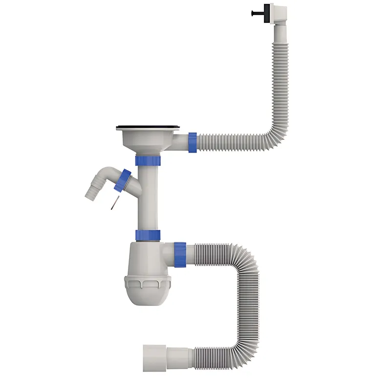 Сифон для кухни Mixxus SK-05-BL 3 1/2"x40 с пластиковой сеткой, отводом для стиральной машины, гибк