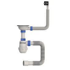 Сифон для кухни Mixxus SK-02-A 3 1/2"x40 с нержавеющей сеткой, гибким прямоугольным переливом (MI81