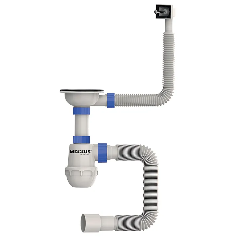 Сифон для кухни Mixxus SK-02-A 3 1/2"x40 с нержавеющей сеткой, гибким прямоугольным переливом (MI81