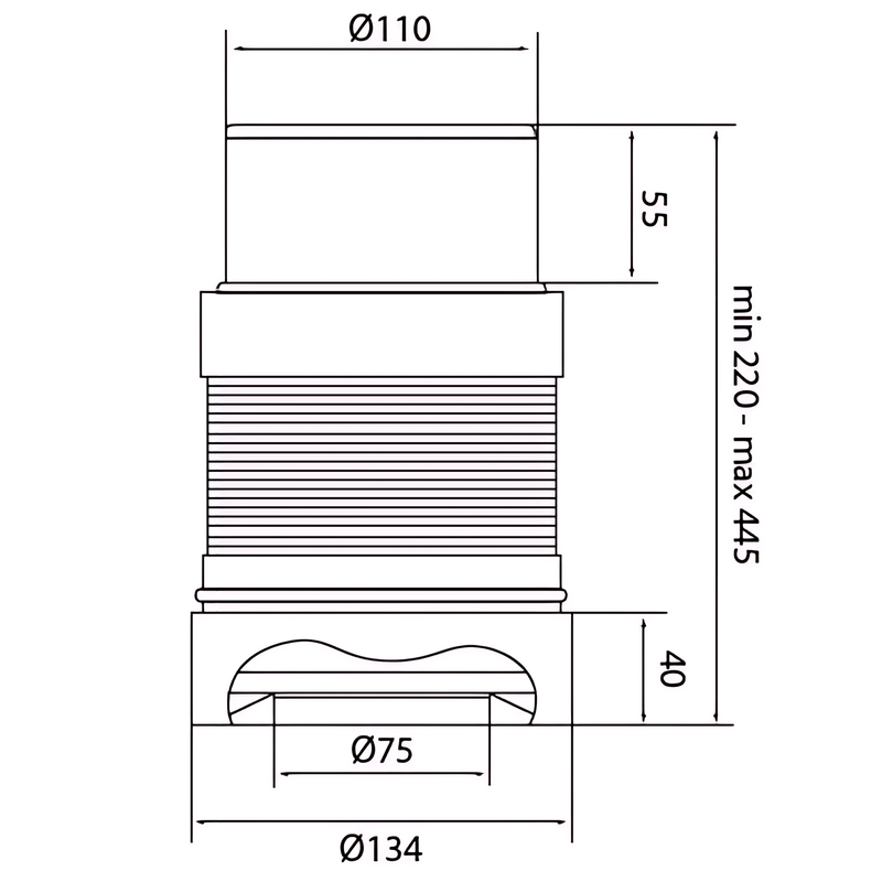 Гофротруба унитазная армированная Mixxus GA-01-B 440 мм для пластиковой канализации d 110 мм (MI818