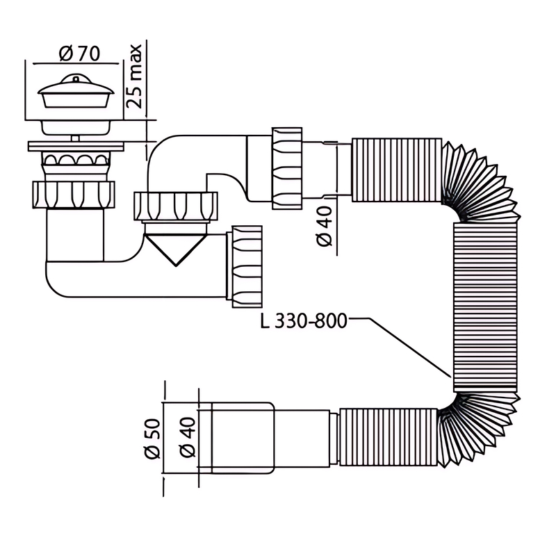 Сифон для душевого поддона Mixxus SD-02 с ревизией и нержавеющим выпуском