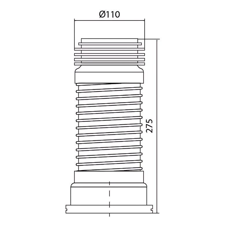 Гофротруба унитазная армированная Mixxus GA-02-A 275 мм для чугунной канализации d 110 мм