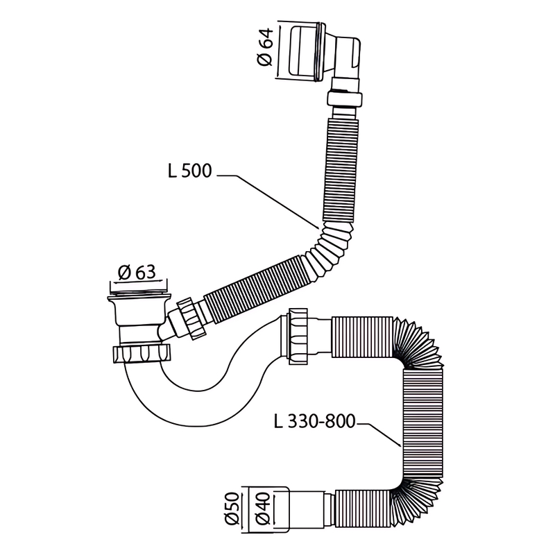 Сифон для ванны Mixxus SV-03-A 1 1/2" прямоточный с пластиковым выпуском и переливом