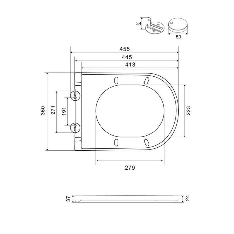 Сидение-крышка для унитаза Mixxus Premium SEAT COVER ELLIPSE-2005 GRAY 445х360х37mm дюропласт (MP66