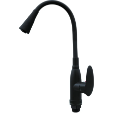 Смеситель для кухни PLAMIX CEZAR-011-B SET MATTE BLACK REFL.BLACK с силиконовым изливом, с подводом