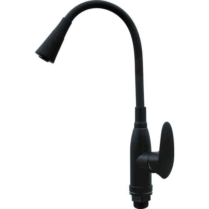 Смеситель для кухни PLAMIX CEZAR-011-B SET MATTE BLACK REFL.BLACK с силиконовым изливом, с подводом