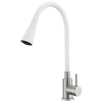 Смеситель для кухни MIXXUS SUS-011-T REFL.WHITE с силиконовым изливом из нерж. стали SUS304, излив
