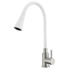 Смеситель для кухни MIXXUS SUS-011-T REFL.WHITE с силиконовым изливом из нерж. стали SUS304, излив