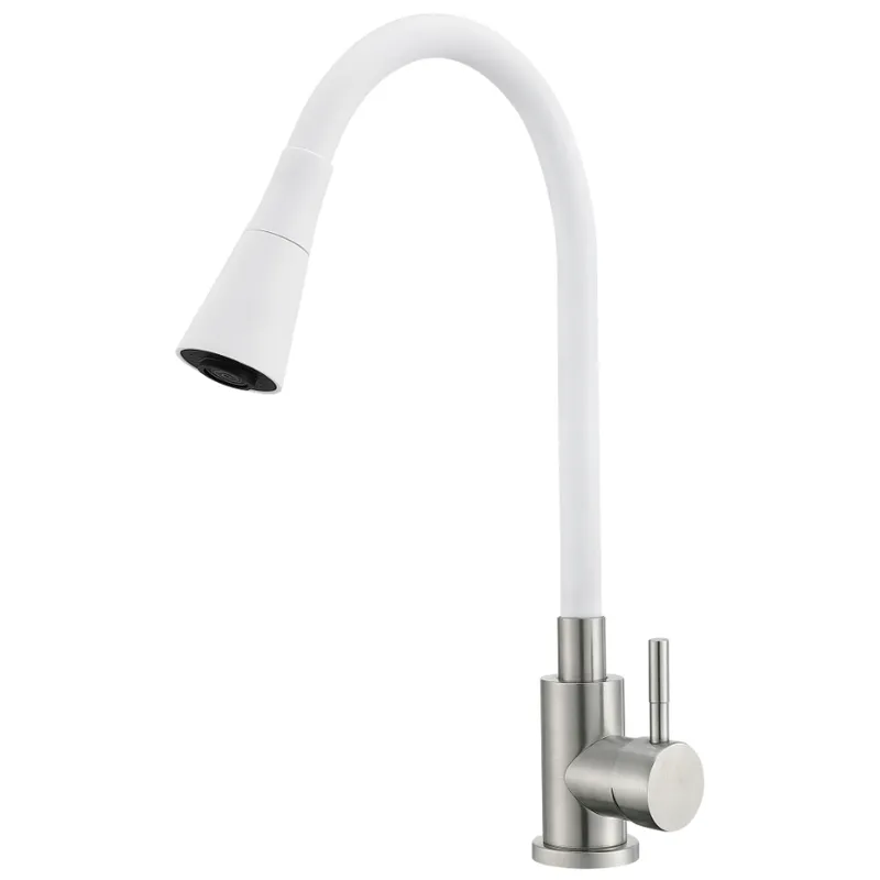 Смеситель для кухни MIXXUS SUS-011-T REFL.WHITE с силиконовым изливом из нерж. стали SUS304, излив