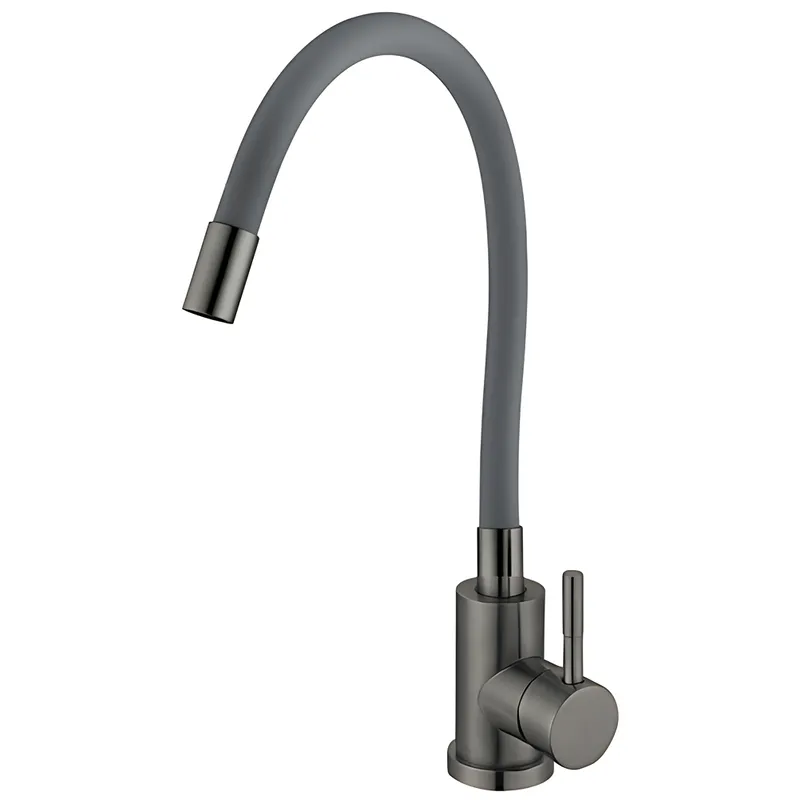 Смеситель для кухни MIXXUS SEO-011 GRAPHITE REFL.GRAY с силиконовым изливом из нерж.стали SUS304, ц