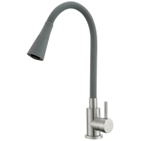 Смеситель для кухни MIXXUS SUS-011-T REFL.GRAY с силиконовым изливом из нерж. стали SUS304, излив с