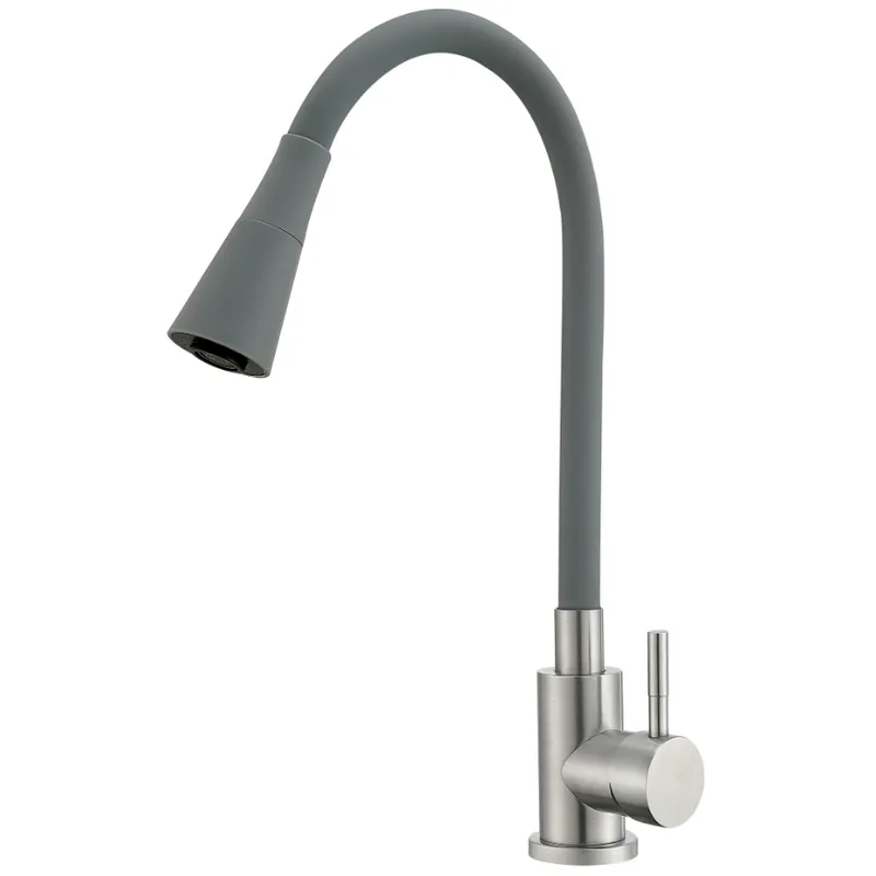 Смеситель для кухни MIXXUS SUS-011-T REFL.GRAY с силиконовым изливом из нерж. стали SUS304, излив с