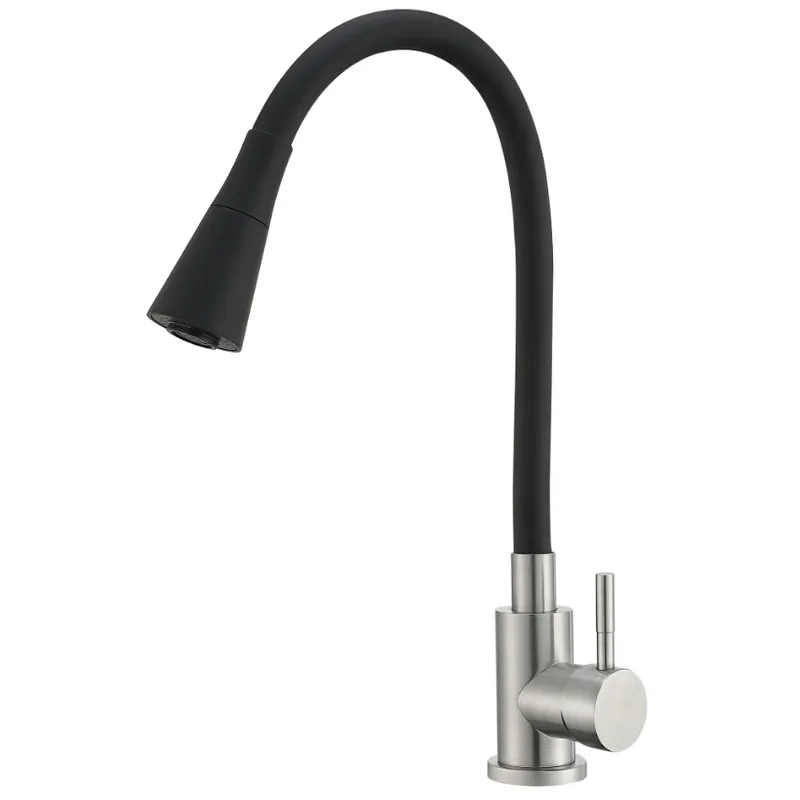 Смеситель для кухни MIXXUS SUS-011-T REFL.BLACK с силиконовым изливом из нерж. стали SUS304, излив