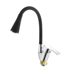 Смеситель для кухни с силиконовым изливом Zerix YUT 279 Reflector Black (цвет излива черный) (ZX598