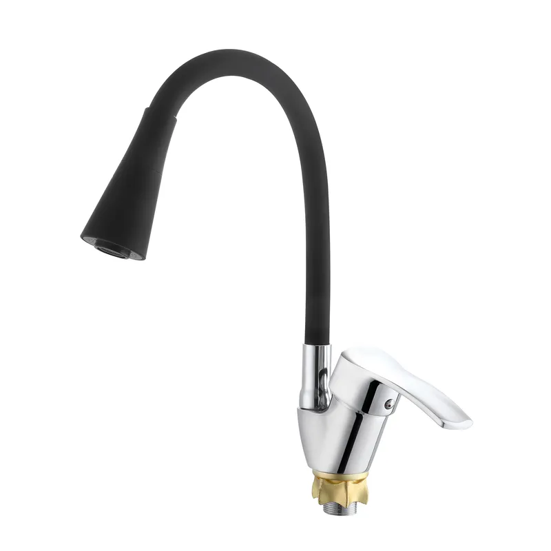 Смеситель для кухни с силиконовым изливом Zerix YUT 279 Reflector Black (цвет излива черный) (ZX598