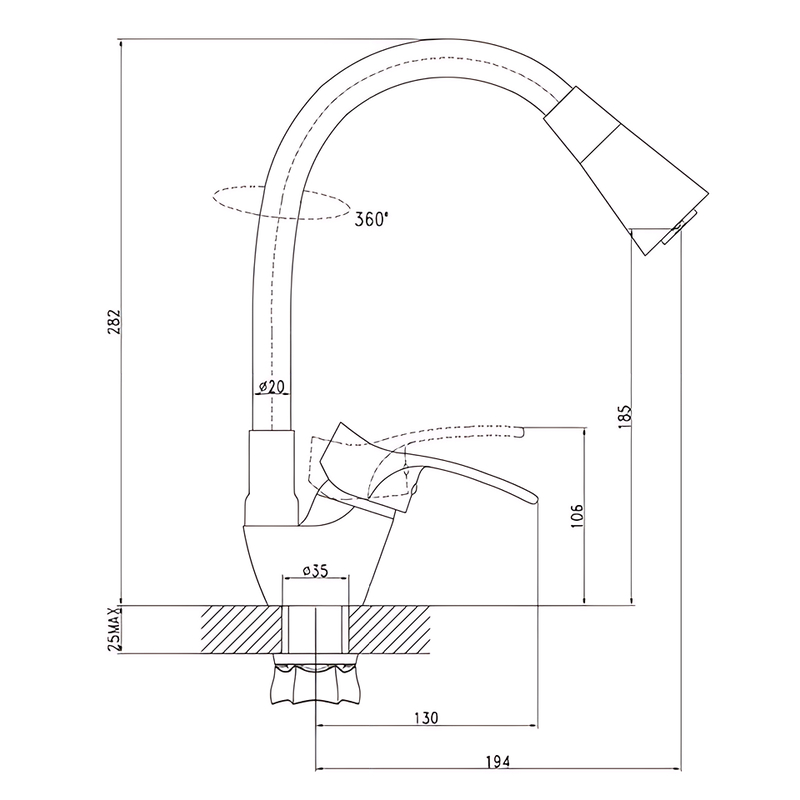 Смеситель для кухни с силиконовым изливом Zerix YUT 279 Reflector Black (цвет излива черный) (ZX598