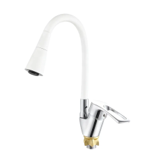 Смеситель для кухни с силиконовым изливом Zerix YUT 181 Reflector White (цвет излива белый) (ZX5985