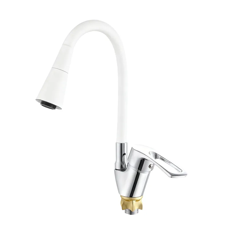 Смеситель для кухни с силиконовым изливом Zerix YUT 181 Reflector White (цвет излива белый) (ZX5985