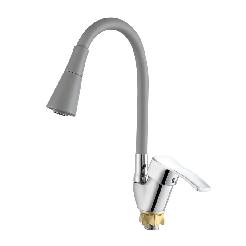 Смеситель для кухни с силиконовым изливом Zerix YUT 279 Reflector Gray (цвет излива серый)