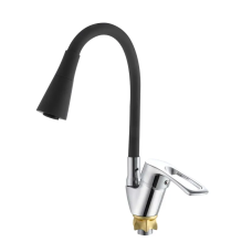 Смеситель для кухни с силиконовым изливом Zerix YUT 181 Reflector Black (цвет излива черный) (ZX598