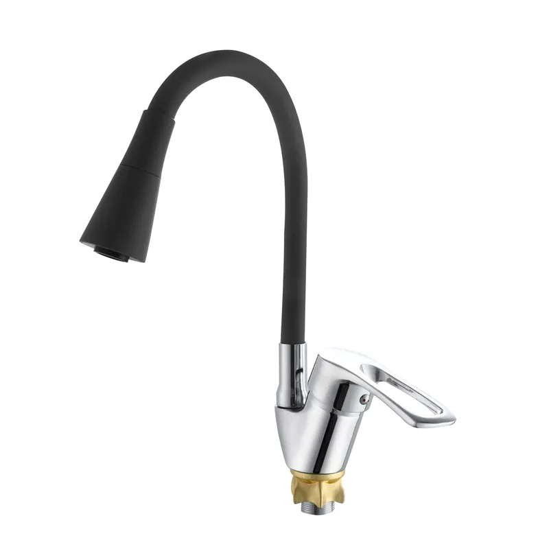 Смеситель для кухни с силиконовым изливом Zerix YUT 181 Reflector Black (цвет излива черный) (ZX598