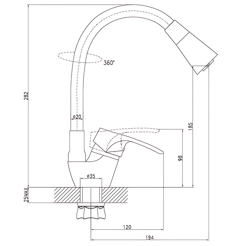 Смеситель для кухни с силиконовым изливом Zerix YUT 181 Reflector Black (цвет излива черный) (ZX598