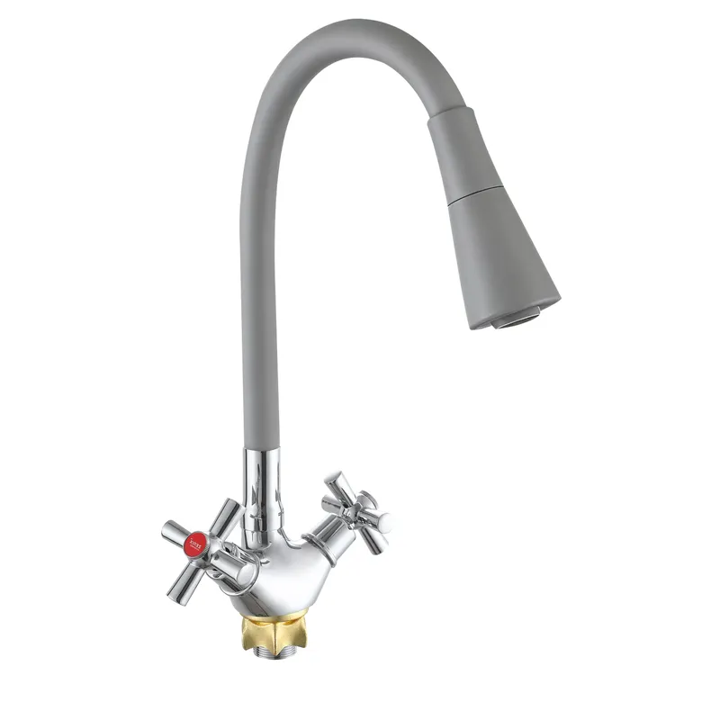 Смеситель для кухни с силиконовым изливом Zerix TLT 722 Reflector Gray (цвет излива серый)