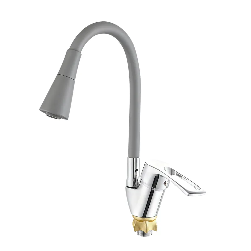 Смеситель для кухни с силиконовым изливом Zerix YUT 181 Reflector Gray (цвет излива серый)