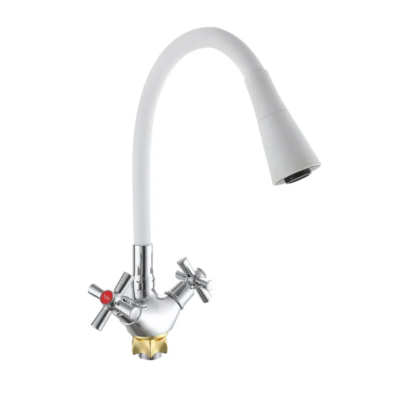 Смеситель для кухни с силиконовым изливом Zerix TLT 722 Reflector White (цвет излива белый) (ZX5991