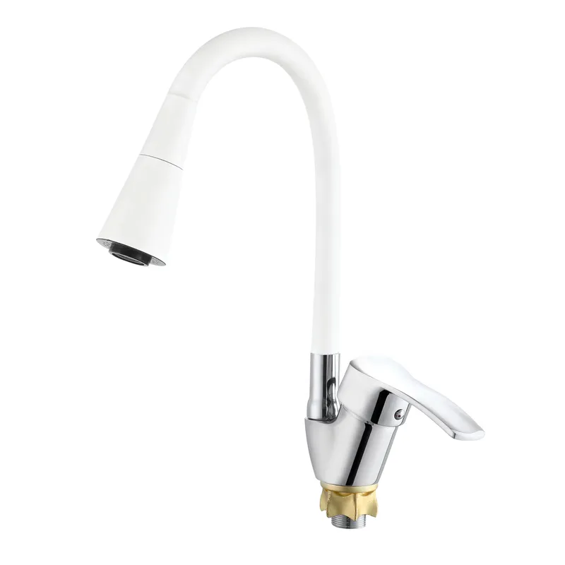 Смеситель для кухни с силиконовым изливом Zerix YUT 279 Reflector White (цвет излива белый) (ZX5988