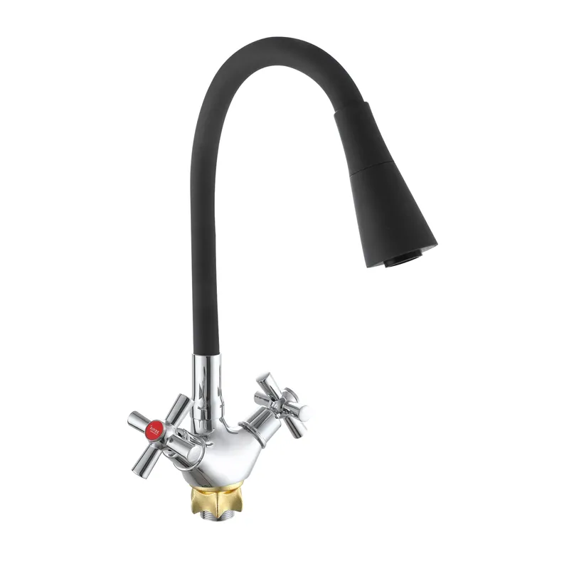 Смеситель для кухни с силиконовым изливом Zerix TLT 722 Reflector Black (цвет излива черный) (ZX598