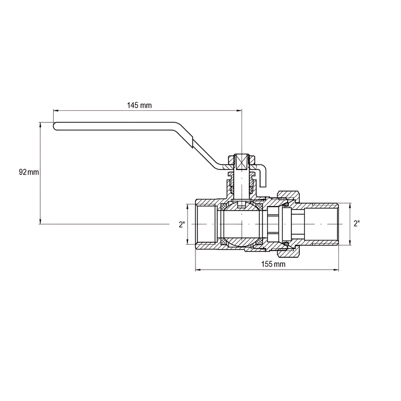 Кран с американкой Koer KR.229 - 2" ручка рычаг