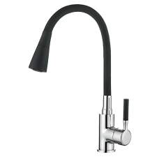 Смеситель для кухни Zerix ATRIUM-011-T REFL.BLACK (Цвет хром+силик.вылив черный)