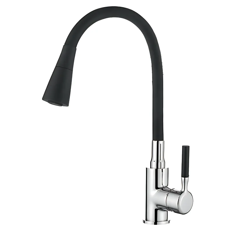 Смеситель для кухни Zerix ATRIUM-011-T REFL.BLACK (Цвет хром+силик.вылив черный)