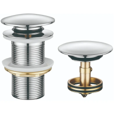 Донный клапан для раковины Koer PW-12-01 1 1/4'' без перелива автоматический СLICK-СLACK (Цвет хром