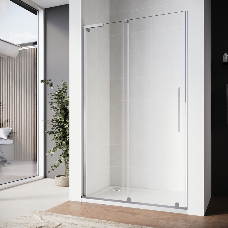 Дверь в нишу Walk-In раздвижная Koer SR SD07-120x200-L-TR-01 прозрачное стекло Easy Clean 8мм Хром