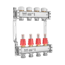 Коллектор с расходомером и термостатическими клапанами Roho R804-04M - 1"х 4 вых.