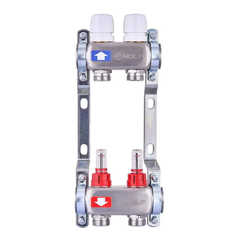 Коллекторный блок с расходомерами Nolf NF.2100-02S 1"x2 (корпус нержавеющая сталь)