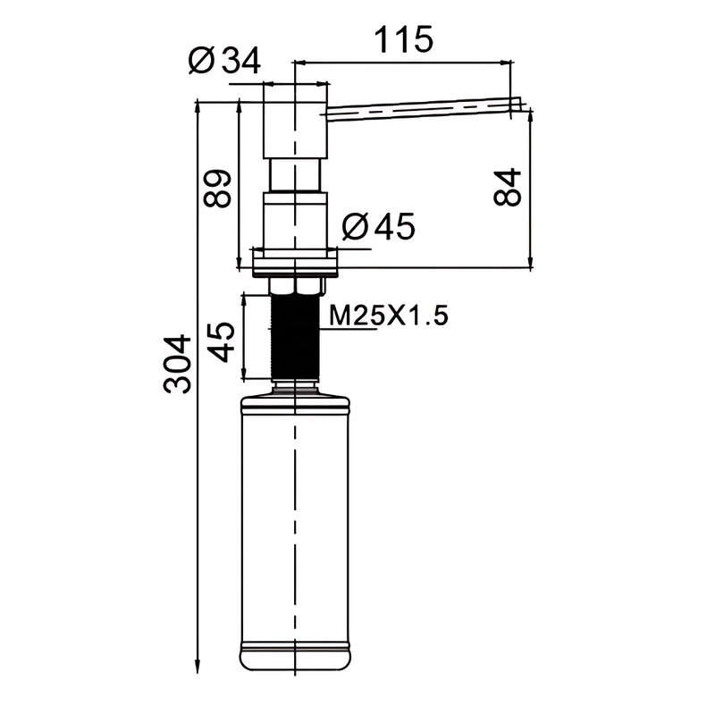 Дозатор для жидкого мыла врезной KOER SDB-01-12 цвет матовое золото (300 мл)