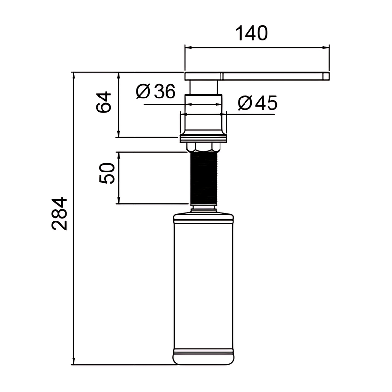 Дозатор для жидкого мыла врезной KOER SDB-03-02 цвет нерж.стали (300 мл)