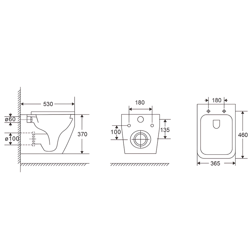 Унитаз подвесной Mixxus Premium STYLE-0301-T1 530х365х370mm система смыва TORNADO 1.0
