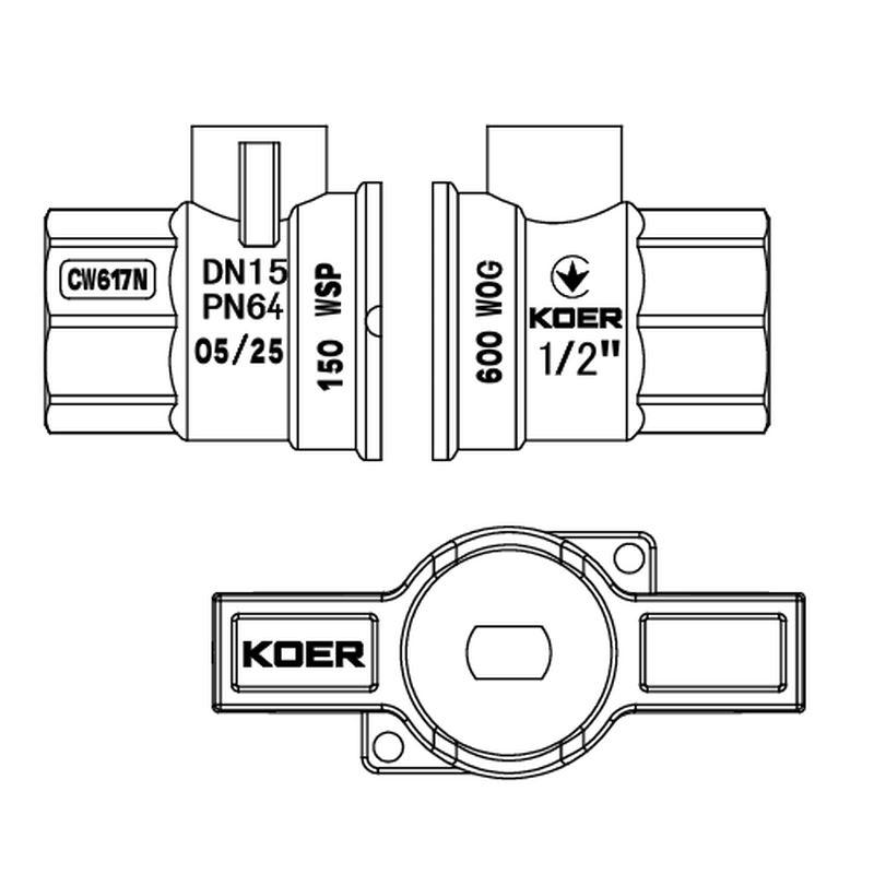 Кран шаровой ГШМ Koer Extreme KE.218-15 - 1/2" FM ручка "бабочка" красная