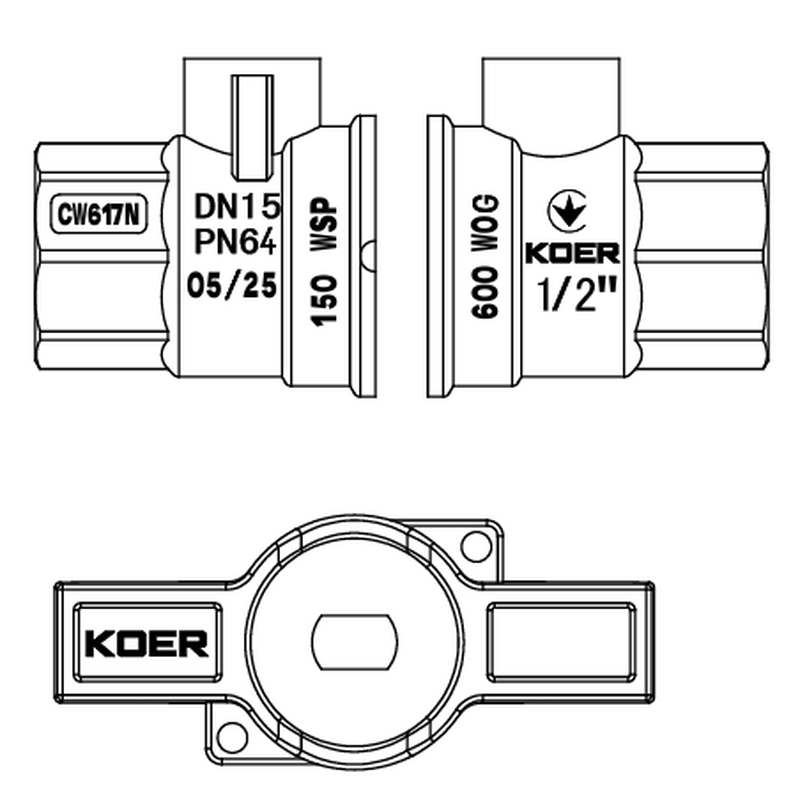 Кран шаровый ГГМ Koer Extreme KE.217-20 - 3/4" FF ручка "бабочка" красная