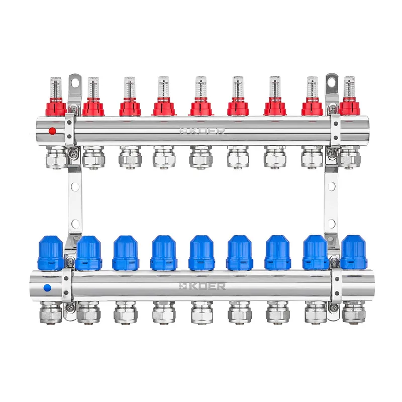 Коллекторный блок с расходомерами и евроконусами Koer KR.1210-9 - 1"x9 WAYS