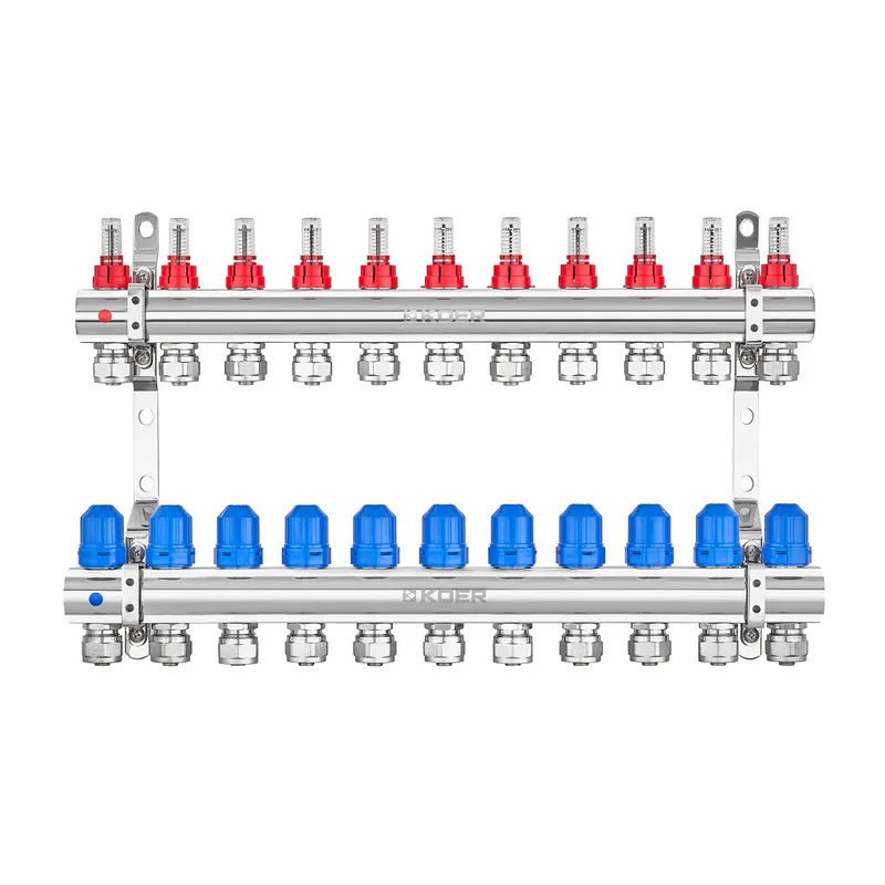 Коллекторный блок с расходомерами и евроконусами Koer KR.1210-11 - 1"x11 WAYS