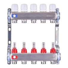 Коллекторный блок с расходомерами Nolf NF.2100-05S 1"x5 (корпус нержавеющая сталь)