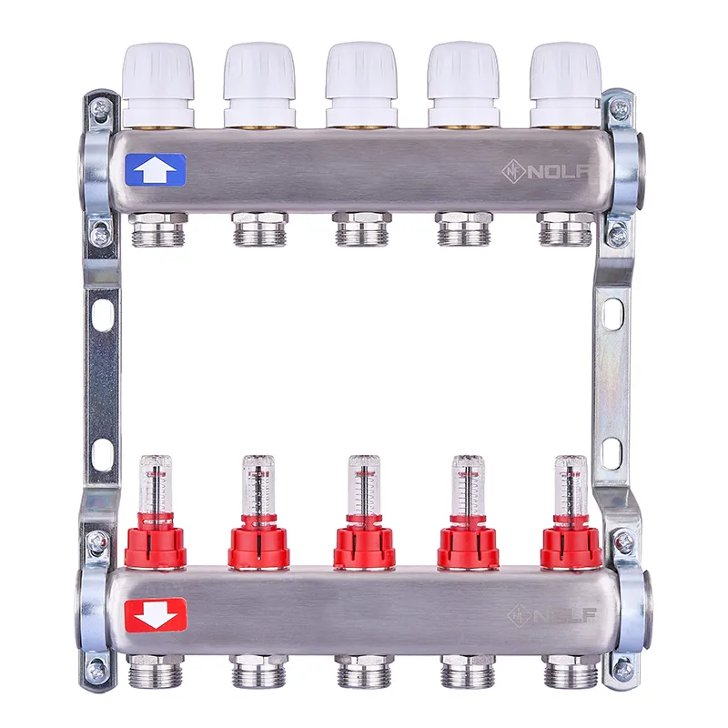 Коллекторный блок с расходомерами Nolf NF.2100-05S 1"x5 (корпус нержавеющая сталь)
