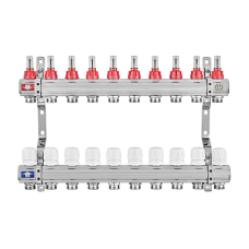 Коллекторный блок с расходомерами EUROPRODUCT EP.B3110-10-1 «x10 (корп. латунь)